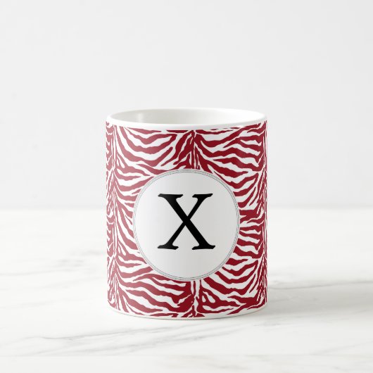 Mug Monogramme personnalisé Rouge Zebra Stripes motif (Centre)