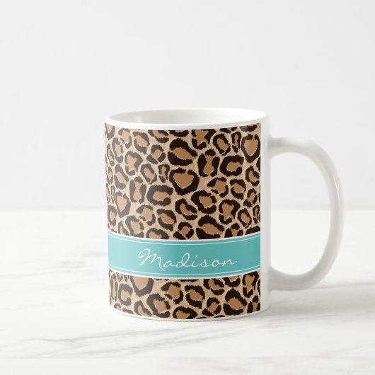 Mug Monogramme personnalisé Turquoise et Empreinte de (Droite)