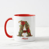 Mug Monogramme personnalisé Un or rouge de Noël (Gauche)