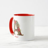 Mug Monogramme personnalisé Un or rouge de Noël (Devant gauche)