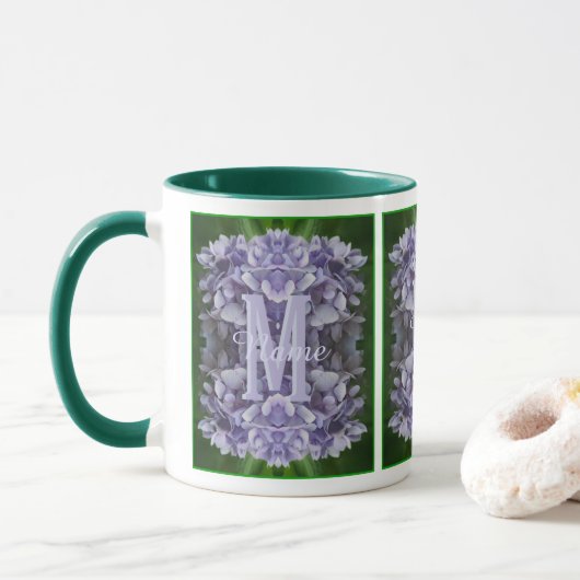 Mug Monogramme personnalisé Votre initiale Nom Fleur d (Avec donut)