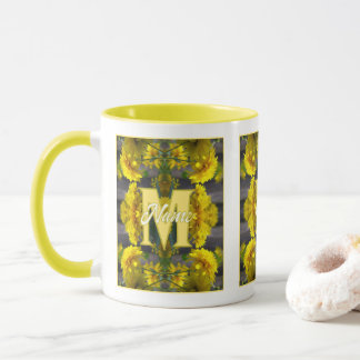 Mug Monogramme personnalisé Votre initiale Nom Fleurs