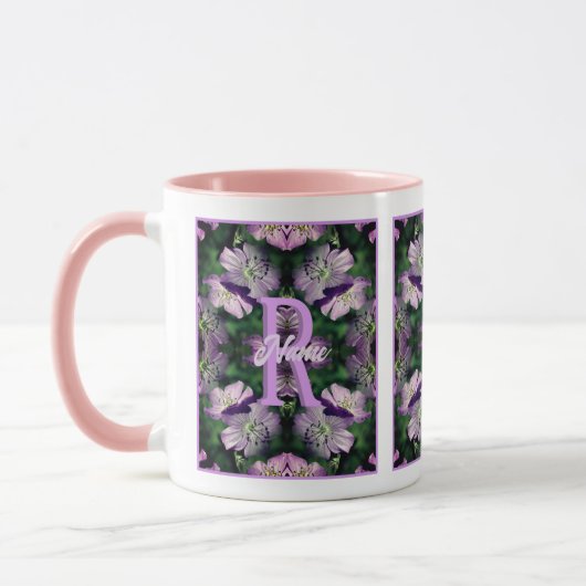 Mug Monogramme personnalisé Votre initiale Nom Géraniu (Gauche)