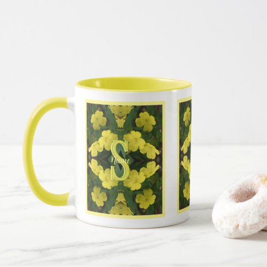 Mug Monogramme personnalisé Votre initiale Nom Géraniu (Avec donut)