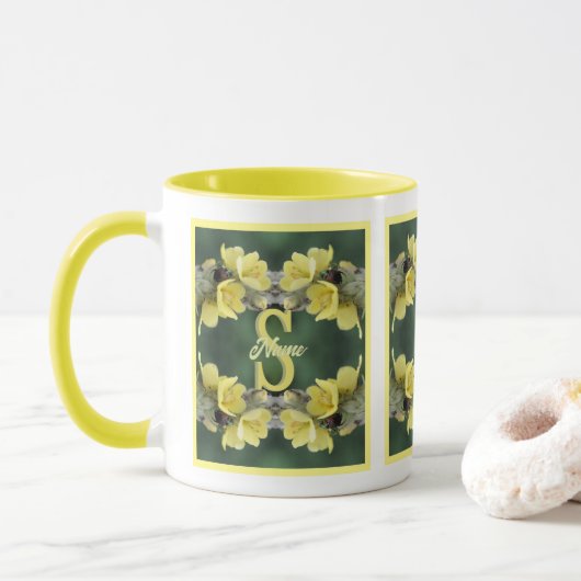 Mug Monogramme personnalisé Votre initiale Nom Mullein (Avec donut)