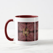Mug Monogramme personnalisé Votre initiale Nom Roses v (Gauche)