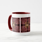 Mug Monogramme personnalisé Votre initiale Nom Roses v (Devant gauche)