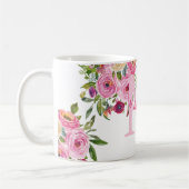Mug Monogramme | Personnalisez | Aquarelle | Floral (Gauche)