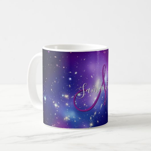 Mug Monogramme photo céleste violet (Devant gauche)