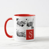 Mug Monogramme photo Collage de photos en rouge et bla (Gauche)