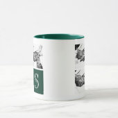 Mug Monogramme photo Collage de photos en vert foncé,  (Centre)