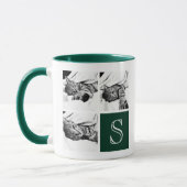 Mug Monogramme photo Collage de photos en vert foncé,  (Gauche)