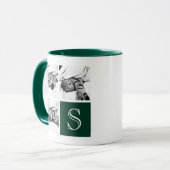 Mug Monogramme photo Collage de photos en vert foncé,  (Devant gauche)