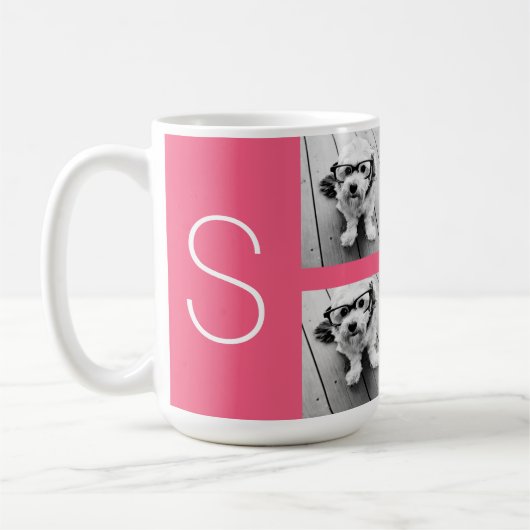 Mug Monogramme photo Collage Instagram rose-chaud (Gauche)