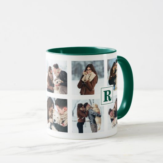 Mug Monogramme photo de Noël multiple moderne (Devant droit)