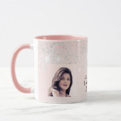 Mug monogramme photo en argent rose vif (Gauche)
