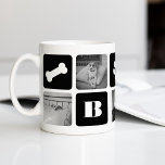 Mug Monogramme photo pour animal de compagnie moderne<br><div class="desc">Customisez ce joli design de tasse moderne avec vos photos préférées de votre pooche! Un grand cadeau pour n'importe quel parent de l'animal de compagnie, ce design présente alternativement des carrés de photos et des blocs noirs croustillants affichant un os de chien, un empreinte de patte, un coeur, un monogramme...</div>