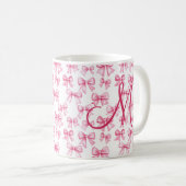 Mug Monogramme Pink Bow Coquette esthétique Preppy ten (Devant droit)