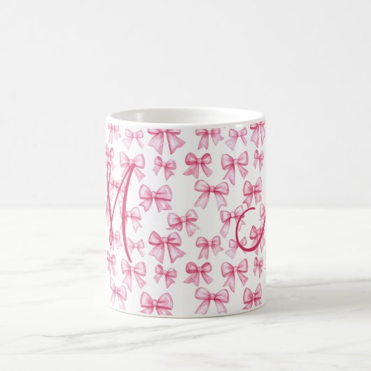 Mug Monogramme Pink Bow Coquette esthétique Preppy ten (Centre)