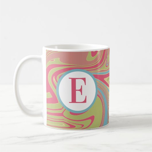 Mug Monogramme Pink et vert Abstrait torchon (Gauche)