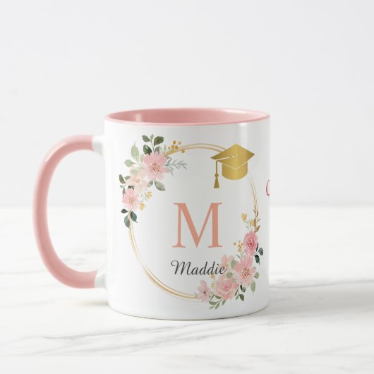 Mug Monogramme Pink Girls Graduation (Gauche)