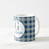 Mug Monogramme Plaid Blue Lodge Personnalisé (Devant droit)