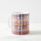 Mug Monogramme plaid feuilles d'automne beige orange v (Devant gauche)