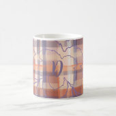 Mug Monogramme plaid feuilles d'automne beige orange v (Centre)