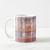 Mug Monogramme plaid feuilles d'automne beige orange v (Gauche)