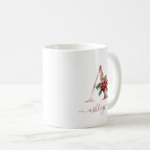 Mug Monogramme Poinsettia en or rose Script (Devant droit)