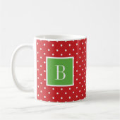Mug Monogramme Pois rouge et vert (Gauche)