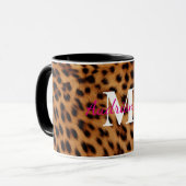Mug Monogramme Poster de animal léopard (Devant gauche)