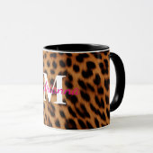 Mug Monogramme Poster de animal léopard (Devant droit)