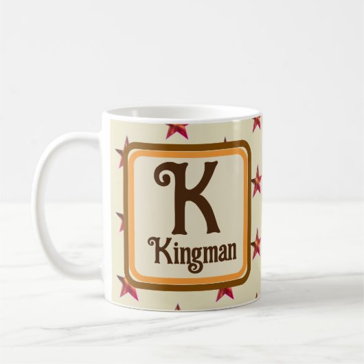 Mug Monogramme Première étoile Couleurs d'automne Nom (Gauche)