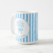 Mug Monogramme Prépa Rayure Bleue Blanche Fantaisiste (Devant gauche)