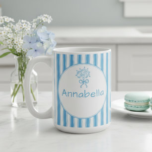 Mug Monogramme Prépa Rayure Bleue Blanche Fantaisiste
