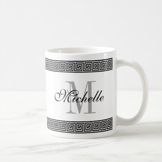 Mug Monogramme principal grec de coutume de frontière (Droite)