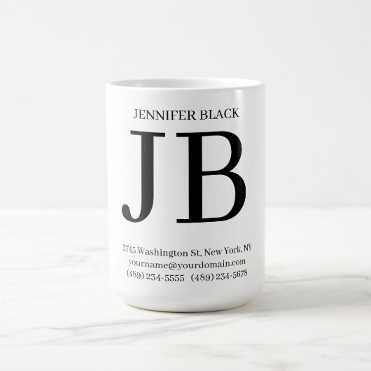 Mug Monogramme Professionnel Noir Blanc (Centre)