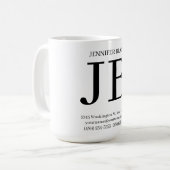 Mug Monogramme Professionnel Noir Blanc (Devant gauche)