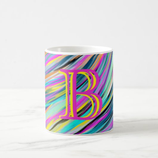 Mug Monogramme psychédélique à la mode Multicolor Neon (Centre)