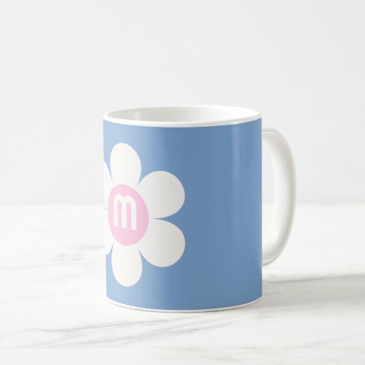 Mug Monogramme Puissance initiale Fleur Maisson rose e (Devant droit)