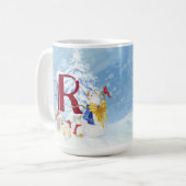Mug Monogramme R Snowy Woodland Animaux Snowman Trees (Devant gauche)