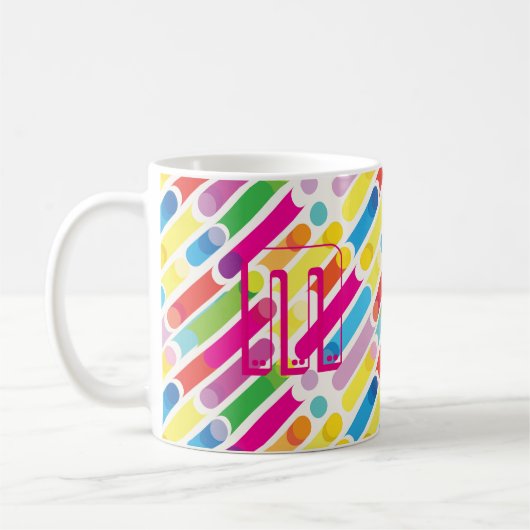 Mug Monogramme Rainbow Diagonal Lines Motif Pop Art (Gauche)