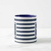 Mug Monogramme rayé bleu marine et blanc (Centre)