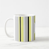 Mug Monogramme rayé jaune et gris élégant (Gauche)