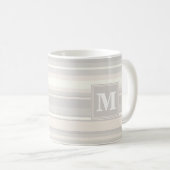 Mug Monogramme rayures beiges (Devant droit)
