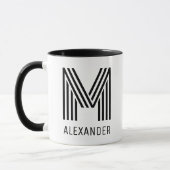 Mug Monogramme Rayures Nouveauté Minimaliste (Gauche)