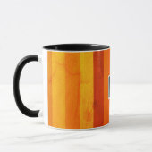 Mug Monogramme rayures orange rouge altéré chaud (Gauche)