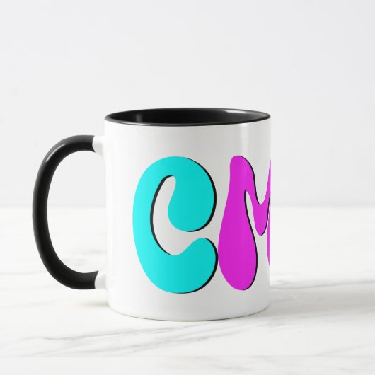 Mug Monogramme rétro Funky CMYK (Gauche)