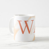 Mug Monogramme rétro gras blanc orange pêche pastel (Devant gauche)